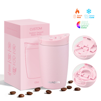 Gobelet isotherme en acier inoxydable à double paroi pour extérieur, 12 oz, avec couvercle 2-en-1 (paille et ouverture large) pour café et boissons