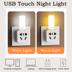 LED USB タッチ調光ナイトライト 5V ポータブル 3000K/6500K 電球 寝室、書斎、PC、ラップトップ、モバイル電源バンク用 プラグイン照明 - Product Image 5