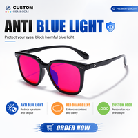 Lunettes de vue carrées TR90 5500 99% rouge-orange, anti-lumière bleue, anti-fatigue, pour le jeu sur ordinateur, favorisant le sommeil