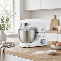 Batteur sur socle électrique professionnel Shinechef 1000W, bol de 5L, design à levage de bol, 6 vitesses, mouvement planétaire, pour pâtisserie domestique, en acier inoxydable
