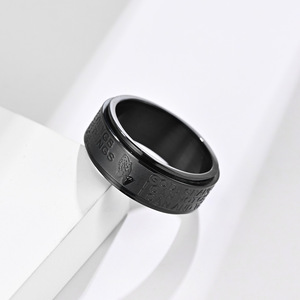 <b>Titanium</b> Steel Rotating <b>Ring</b> For Men Index Finger Jewelry Geometric Letter Design Streetwear Style Gift Silver Gold <b>Black</b> - Product Image 3