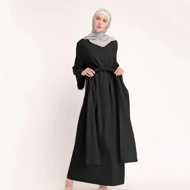F6829# kaftan Abaya Muslim Dress XXXL Plain Fashion Jubah Solid Color Straight Elegant Muslim Women Long Dress