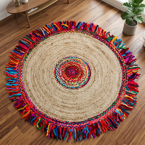 Handmade Braided Multicolor Jute <b>Carpets</b> & Rugs From India Customized Size Chindi Sisal Jute Style Rugs Hemp <b>Carpets</b> with Fringe - Product Image 1