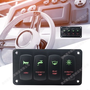Panel de interruptores basculantes para barco, 12-24V, 4 vías, control impermeable para uso marino en yates y vehículos recreativos - Product Image 1