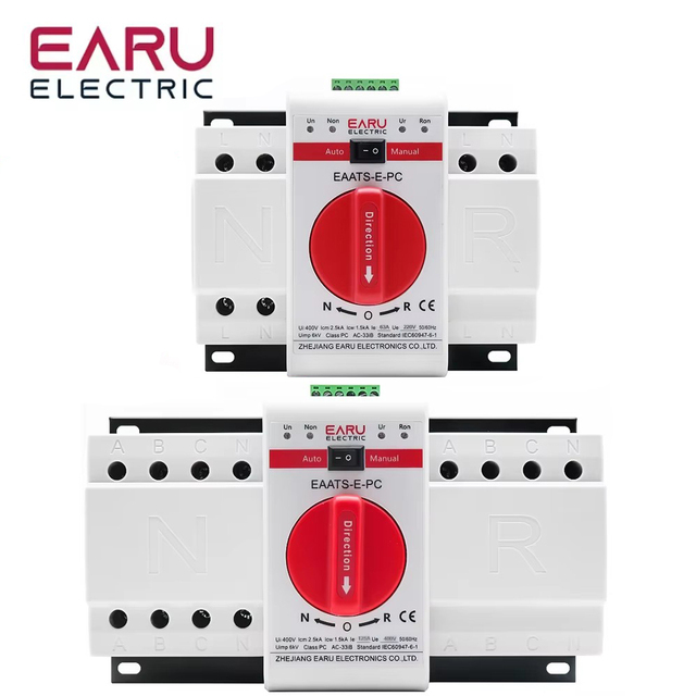 2P 4P 63/125A ATS PV Dual Power Automatic Transfer Switch AC230/400V 50 60Hz Type MCB Auto Manual Switch Circuit Breaker EAATS-E