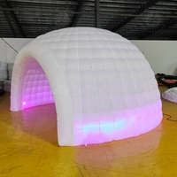 Tente Gonflable Dôme Igloo Portable Blanche en Oxford avec LED pour Événements, Idéale pour Soirées, Mariages, et Fêtes en Club