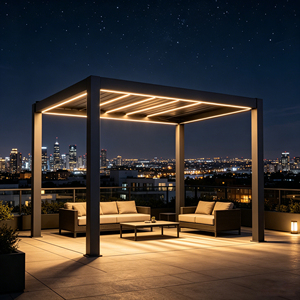 Gazebo Exterior de Aluminio con Revestimiento en Polvo de Alta Durabilidad, Manual y Eléctrico, con Doble Accionamiento, Ajustable, con Techo de Láminas, Totalmente Impermeable y Resistente al Viento - Product Image 6