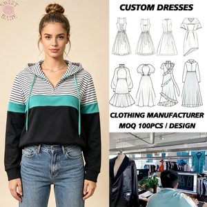 Women Color Block Striped Hoodie <b>Half</b> <b>Zip</b> Drawstring Long Sleeve Pullover Hooded <b>Sweatshirt</b> <b>Ladies</b> Casual Streetwear Top - Product Image 1