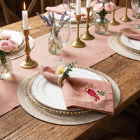 Serviettes de table rectangulaires personnalisées faites à la main en coton et lin, écologiques, traditionnelles, pour l'été, pour invités