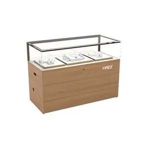 Le strisce principali superiori moderne di fascia alta progettano l'armadietto di esposizione dei gioielli della vetrina di vetro di legno per il negozio di marca - Product Image 1