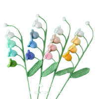Bunga Lily Rajutan Tangan, Bunga Buatan untuk Dekorasi Rumah, Hadiah untuk Hari Ibu, Hari Valentine, Natal, Lily Valley