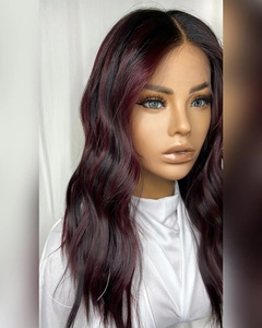 Peluca Judía 1B Borgoña Ombre de Cabello Ruso Largo con Nudos Invisibles, Ondas Naturales, Top de Encaje 9*5, Cabello Virgen Crudo, Pequeña, para Mujeres Ortodoxas - Product Image 2