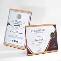 Date A4 A5 Bois Honer Certification Plaque Métal Achèvement Prix Certificat Bois Autorisation Plaques pour Affichage De Bureau