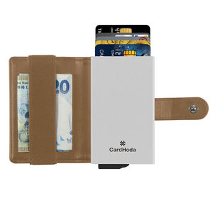 <b>RFID</b> <b>Blocking</b> Slim Metal Business Card Holder Open Short Leather <b>Wallet</b> Aluminum Anti-Theft Nylon Money Clip Credit Card - Product Image 1