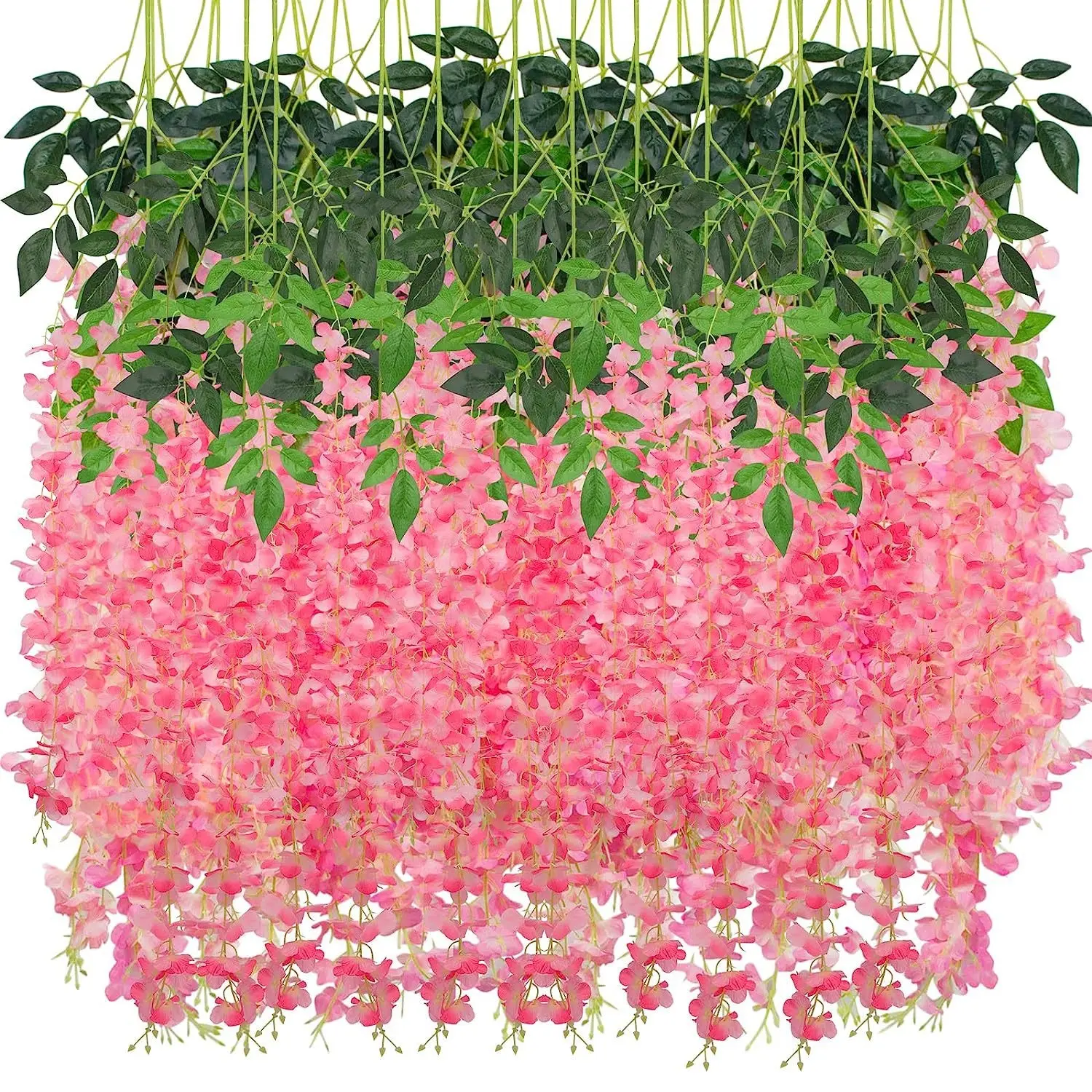 Bunga buatan palsu untuk upacara pernikahan dekorasi latar belakang rumah pesta taman bunga gantung Wisteria merah muda dalam