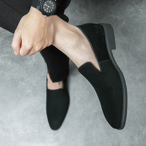 <strong>Suede</strong> Leather Slip on Casual Loafers Breathable Fashion <strong>Red</strong> Bottoms for Men <strong>Shoes</strong> - Product Image 6