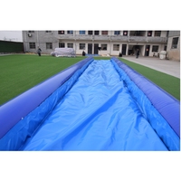 Toboggan aquatique gonflable bleu avec piscine, toboggan aquatique commercial gonflable, tunnel aquatique pour adultes et enfants