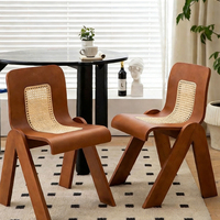 Chaise de salle à manger en bois de caoutchouc avec dossier, mousse haute résilience moderne, chaise de salle à manger en rotin en forme de C nordique, chaise décontractée pour la maison et le bureau