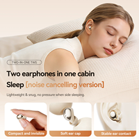 Écouteurs Bluetooth M165 à clip d'oreille + mini écouteurs de sommeil avec miroir de maquillage et lumière d'appoint, deux paires d'écouteurs sans fil TWS pour couple