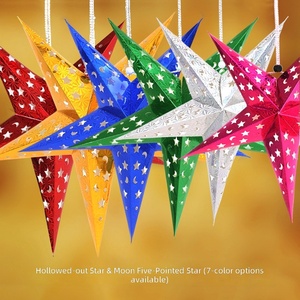 Décoration <span class=keywords><strong>de</strong></span> Noël en papier laser, étoiles à cinq branches, pour festivals, centres commerciaux, bars, maternelles, maisons, plafonds, tridimensionnel - Product Image 1