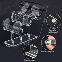 Présentoir de lunettes de soleil en acrylique 2 pièces, support de lunettes transparent avec 3 niveaux pour le stockage à la maison ou l'organisation de la boutique