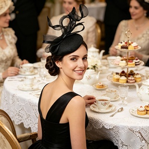 Chapeau de cocktail doré pour femme avec nœud en tulle, fascinateur élégant pour mariage, église et Derby - Product Image 1