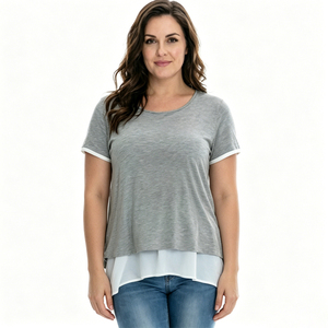 T-<span class=keywords><strong>shirt</strong></span> de maternité et d'allaitement en modal et élasthanne, à manches courtes, superposé, pour allaitement discret, avec bordure blanche - Product Image 4