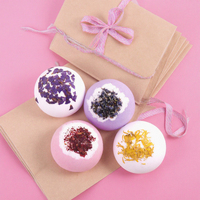 Bombes de bain effervescentes bio aux huiles essentielles, décorées de fleurs, ingrédients sans produits chimiques (MSDS), sel de bain nettoyant pour le corps