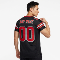 Set Jersey Sepak Bola Amerika Kustom Bernapas dengan Kerah V, Seragam Tim OEM, Jersey Olahraga Sublimasi untuk Pria dan Remaja