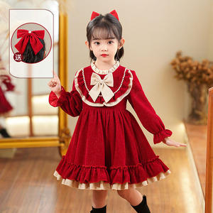 Vestito Lolita per Bambina <span class=keywords><strong>Autunno</strong></span>-Inverno 2025, Abito Retrò con Maniche Lunghe e Accessori, Stile Fragola - Product Image 4