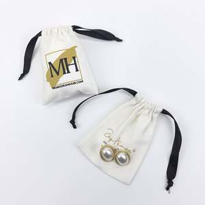 Pochette à bijoux en coton personnalisée à la mode en gros, sac à bijoux en toile, petite pochette à bijoux en toile, pochette à cordon pour cadeau - Product Image 6