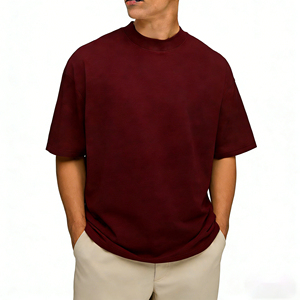 कस्टम डिजाइन पुरुषों के लिए टी-शर्ट लक्जरी गुणवत्ता अधिक खाली शर्ट थोक हेवीवेट कपास नकली गर्दन टी शर्ट पुरुषों के लिए - Product Image 4