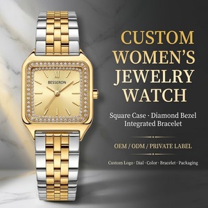 นาฬิกาข้อมือผู้หญิงทรงสี่เหลี่ยมแบบ OEM แบรนด์ส่วนตัว ประดับเพชรที่ขอบตัวเรือน สไตล์ฮิปฮอป ควอตซ์ สีเงิน ผู้ผลิตนาฬิกาเครื่องประดับผู้หญิงแบบกำหนดเอง - Product Image 1