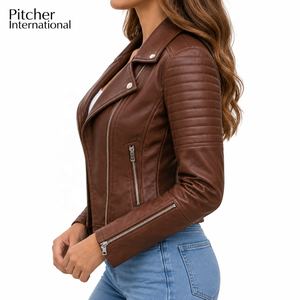 Fabricant de vestes en cuir pour femmes pour les boutiques en ligne américaines, étiquette privée, vestes en cuir pour femmes OEM en gros - Product Image 3