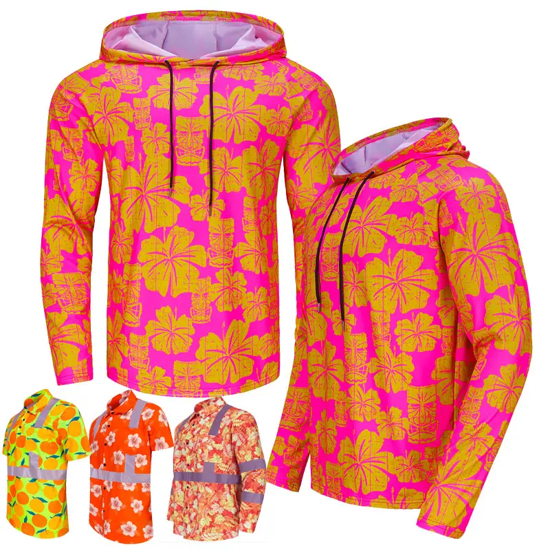 Trọng lượng nhẹ Hawaii tùy chỉnh Hi VIS khả năng hiển thị cao t Áo sơ mi dài tay áo an toàn huỳnh quang hoodie xây dựng làm việc Áo nỉ