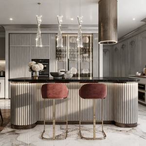 طاولة بار فاخرة مقاومة للماء من الفولاذ مع سطح رخامي متعددة الوظائف عالية الجودة للتخزين أثاث مطبخ للمنزل والفنادق - Product Image 1