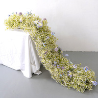 Chemin de table personnalisable en fleurs artificielles en soie avec hortensias et roses pour centre de table, décorations de mariage - Réutilisable et recyclable