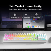 Clavier à membrane IP98 PRO 98 touches, sans fil tri-mode, rétroéclairage RGB, disposition ISO espagnole, sensation mécanique avec bouton rotatif
