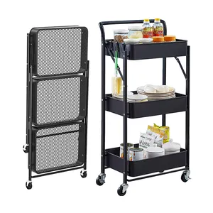 Voll metall Aufbewahrung wagen Rolling Basket Stand Regale & Räder Küche Badezimmer