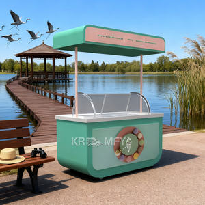 Carrito de Helados Móvil Personalizado con Ruedas para Playa, con Sistema de Empuje Manual, para Café y Helados - Product Image 1