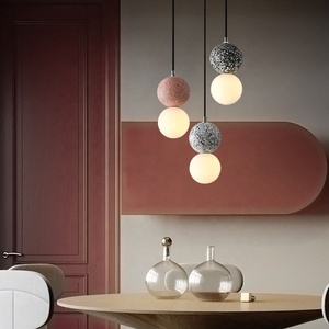 Lustre nordique moderne en marbre pour hôtel Lustre à panneau en travertin naturel sphérique en <span class=keywords><strong>béton</strong></span> de verre pour restaurant - Product Image 2
