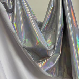 Tissu extensible en <span class=keywords><strong>spandex</strong></span>/polyester métallisé écologique imprimé holographique, imperméable, coupe-vent, tricoté chaîne, pour vêtements de sport - Product Image 5