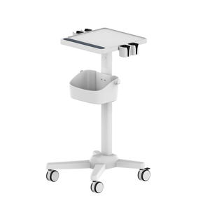 Troli Medis Klinik Rumah Sakit yang Dapat Disesuaikan dengan Rak Laptop dan Tempat Probe Scanner, Troli Bergerak untuk USG dan EKG - Product Image 6