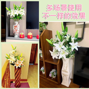 Ramo de lirios artificiales, flores de seda hechas a mano para decoración del hogar, boda, estilo clásico BH 001 - Product Image 3