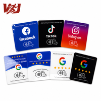 Carte NFC Google Review personnalisée en français, 13,56 MHz, programmable, en acrylique, autocollant de table pour les réseaux sociaux et les commentaires commerciaux