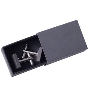 प्राकृतिक काले कार्ड कागज दराज बक्से गहने बक्से पुरुषों की शादी कफ़लिंक अनुकूलित खाली उपहार बक्से