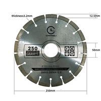 Lame de scie diamantée segmentée Changli à embase à clé 250 mm, soudée haute fréquence, disque de coupe OEM pour découpe humide du granit, haute qualité, garantie 3 ans
