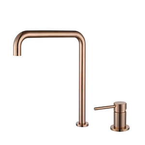 Đôi xử lý Brushed vàng solid brass Vòi Nước Nhà Bếp - Product Image 3