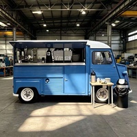 Camion de restauration mobile de style vintage, chariot à snacks personnalisé avec cuisine complète pour la vente de café, de glaces, de hot-dogs, de nourriture rapide en plein air