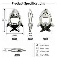 Nouveau produit lancé : Ouvre-bouteille moderne en alliage de zinc plaqué argent, design requin, outils de bar et de cuisine personnalisés et créatifs